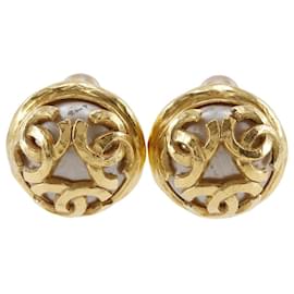 Chanel-Chanel Triple Coco Mark Earrings-Golden