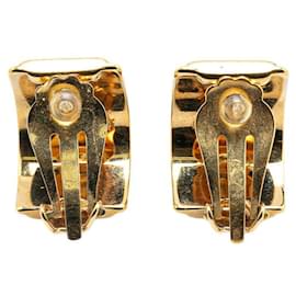Hermès-Hermes Enamel Emaille Clip Earrings Gold Black-Black,Golden