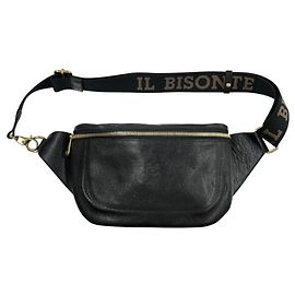 Schwarze Leder Bauchtasche Il Bisonte Schwarz