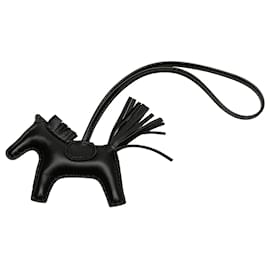 Hermès-Hermès Black Milo Lambskin Grigri So Black Rodeo Bag Charm PM-Black