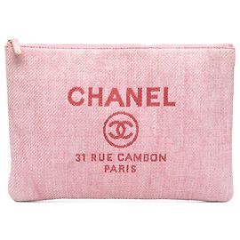 Chanel Pink Large Tweed Deauville O Case Clutch Pink