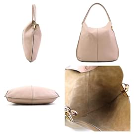 Tod's-Tod's T-Case Handbag in Pink Beige Leather-Beige