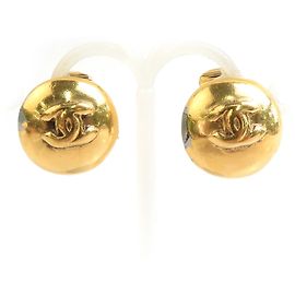 Boucles d'oreilles clips en métal doré Chanel Coco Mark Doré