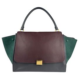 Céline Sac à main Trapeze Large de Celine Marron Noir Vert Bordeaux