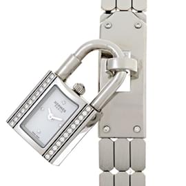 Hermès-Hermes Kelly Watch with Diamonds-Silvery