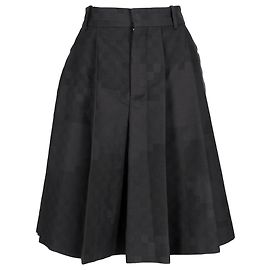 Bermuda plissado Damier Louis Vuitton em seda preta Preto