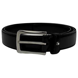 Montblanc Basic Buckled Belt in Black Leather Black
