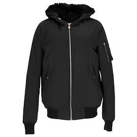 Chaqueta Bomber con Capucha de Plumas de Ganso Rick Owens en Nylon Negro Negro