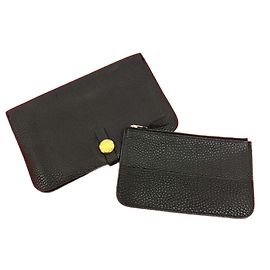 Hermès Hermes Dogon GM Taurillon Clemence Long Wallet Black
