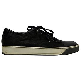 Sneakers basse testurizzate Lanvin in pelle nera Nero