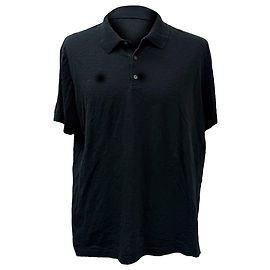 Polo à manches courtes texturé Theory en coton noir Noir