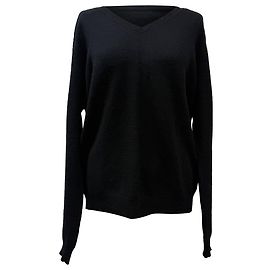 Schwarzer V-Ausschnitt Pullover aus Wolle von Dries Van Noten Schwarz