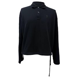 Polo a maniche lunghe Ami Ami De Cœur in cotone nero Nero