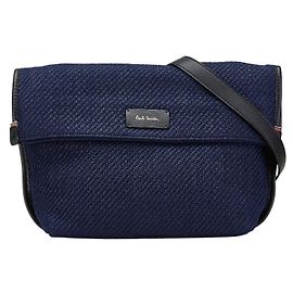 Paul Smith Collection Canvas Leather Shoulder Bag Black Blue Navy blue