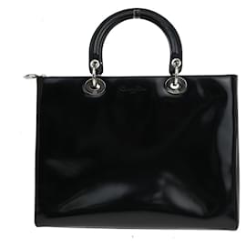 Christian Dior-Christian Dior Vintage Lady Dior Patent Noir Cuir Vernis-Black