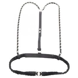 Cinto de couro Coco Mark para mulheres da CHANEL Preto