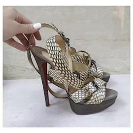 Christian Louboutin-Christian Louboutin Beige Cobra Toutenkaboucle Strappy Platform Sandals Sz.38-Multiple colors