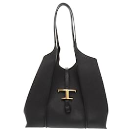 Tod's-Tod's T-Timeless Small Black Leather Handbag-Black