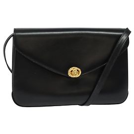 BALLY Bolsa de Ombro de Couro Preta e Dourada Auth ep9750 Preto Dourado