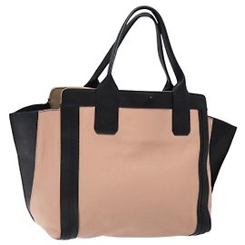 Chloé Bolsa tote de couro Chloe Alison rosa e preta Auth gh323 Preto Rosa