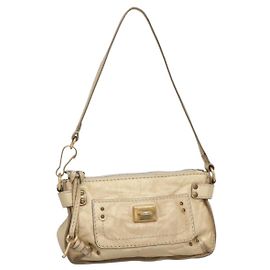 Chloé Chloe Paddington Accessory Pouch Leather Gold Silver Auth fm4811 Silvery Golden