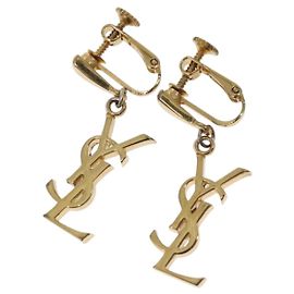 Orecchino in metallo dorato Auth BA3721 di SAINT LAURENT D'oro