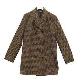 FENDI Zucca Canvas Jacket Brown Black Auth 132371V Brown Black