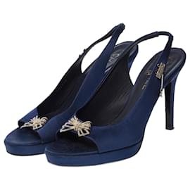 Chanel-CHANEL Navy Blue Tweed Shoe - 102748-Navy blue