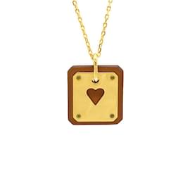 Hermès-Hermes Ace of Hearts Necklace Pendant-Brown,Golden
