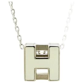Hermès-Hermès Cage d'Ache H Cube Necklace Choker Chain-White