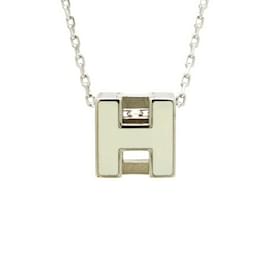 Hermès-Hermès Cage d'Ache H Cube Necklace Choker Chain-White