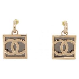 Boucles d'oreilles pendantes Chanel métal doré Doré