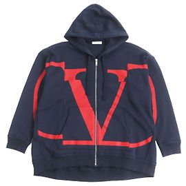 Sudadera de algodón con estampado V logo Valentino Azul Azul marino