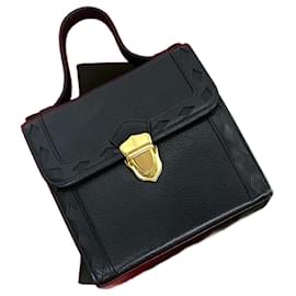 Yves Saint Laurent-Yves Saint Laurent YSL Logo Leather Handbag-Black