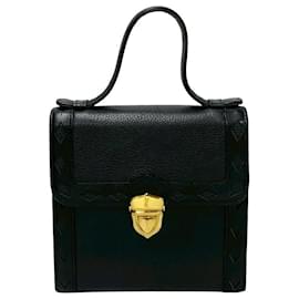 Yves Saint Laurent-Yves Saint Laurent YSL Logo Leather Handbag-Black