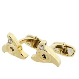 Autre Marque Ferrari Logo Cufflinks K18YG Yellow Gold Diamond Golden