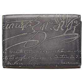 Autre Marque-Berluti Calligraphy Leather Card Case-Grey