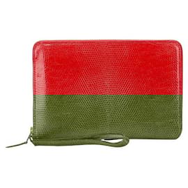 Hermès-Hermes Charlie Lizard Travel Case-Red