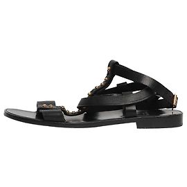 Saint Laurent Sandali piatti neri con borchie - taglia EU 37 (UK 4) Nero