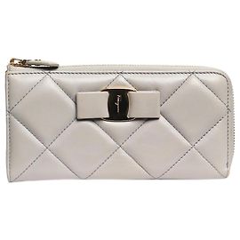 Salvatore Ferragamo Carteira de couro cinza acolchoada Cinza