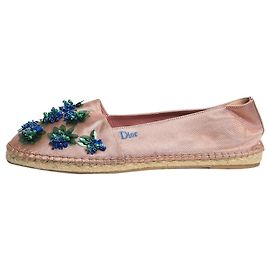Dior Pink satin bejewelled espadrilles - size EU 40 Pink