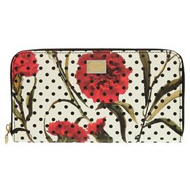 Dolce & Gabbana Ivory and Red Leather Long Wallet Red Cream