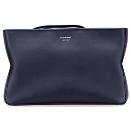 Salvatore Ferragamo Ferragamo Blue Leather Soft Pouch Blue Navy blue