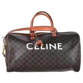 Céline Sac de voyage Triomphe Large Celine en toile enduite marron Marron Rouge