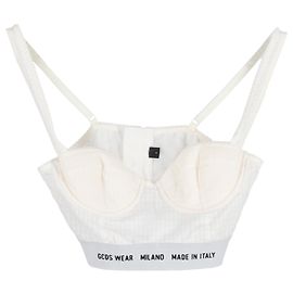 Top bustier impresso GCDS em algodão creme Branco Cru