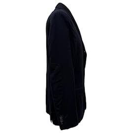 Ermenegildo Zegna- Zegna Single-Breasted Stitch-Detailed Blazer in Navy Blue Wool-Blue,Navy blue