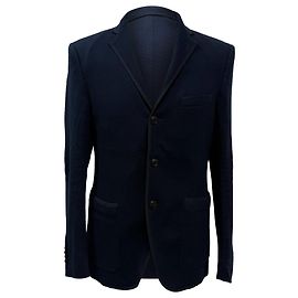 Blazer testurizzato a un bottone con tasche in cotone blu navy Etro Blu Blu navy