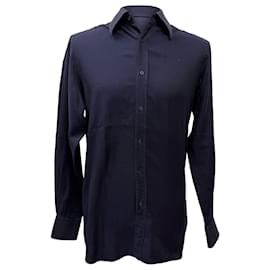 Gucci-Gucci Buttoned Shirt in Navy Blue Cotton-Blue,Navy blue