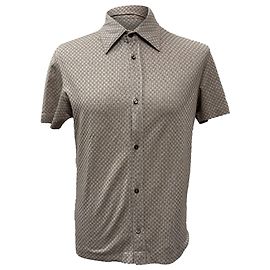 Camisa de malha estampada em algodão marrom da Prada Marrom Vermelho
