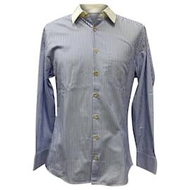 Gucci-Gucci Striped Shirt in Light Blue Cotton-Blue,Light blue